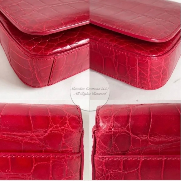 Coach Alligator Clutch Bag #8389 Italy Limited Edition Red Genuine Alligator HTF - Picture 11 of 13